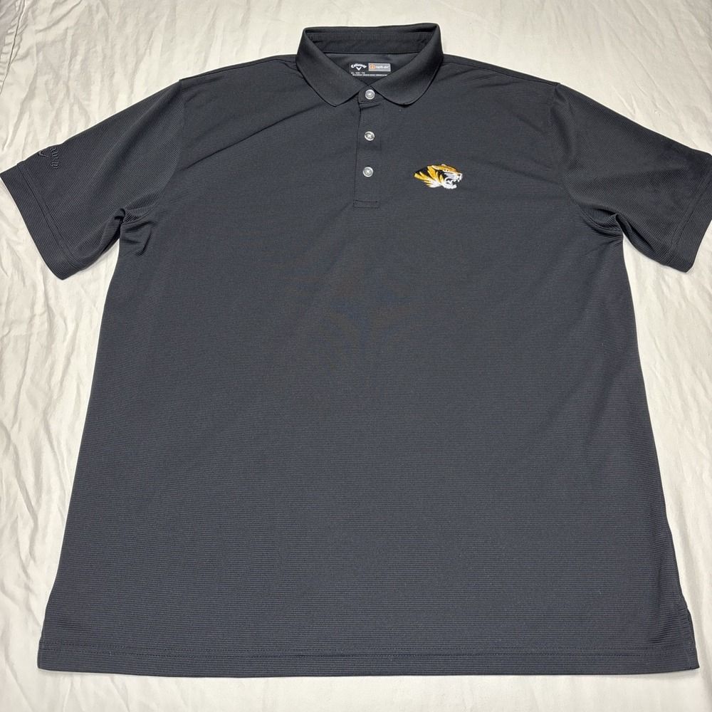 Callaway Opti Dri Performance‎ Golf Polo Shirt  Mens Size XL Black Uni MO Tigers